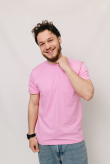 Мужская Розовая стрежневая футболка без принта 