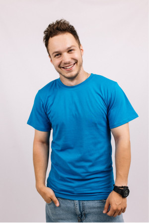 Мужская Голубая футболка трикотажная 