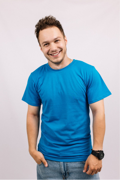 Чоловіча Блакитна футболка 100% бавовна трикотажна 