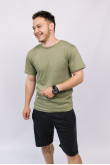Мужская Оливковая Светлая футболка из хлопка натуральная трикотажная