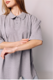 Женская Светло-серая меланж футболка Поло с классическим воротником Батал 3XL-6XL