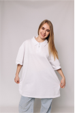Женская Белая футболка Поло с классическим воротником Батал 3XL-6XL