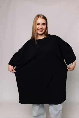 Женская Черная футболка Большого размера батал 3XL 4XL 5XL 6XL 7XL 8XL 9XL