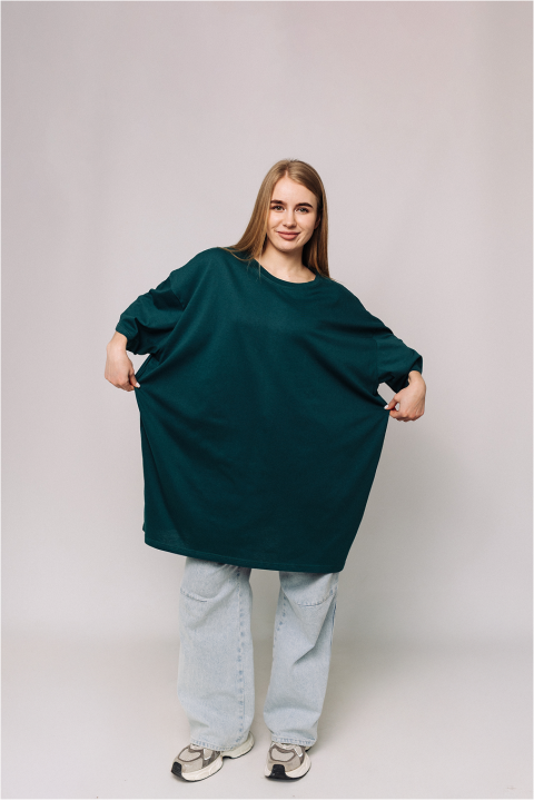 Женская Темно-зеленая футболка Большого размера батал