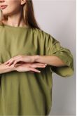 Женская Оливковая футболка Большого размера батал