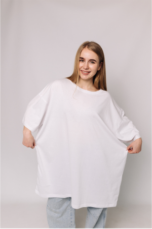 Женская хлопковая Белая футболка Большого размера батал 3XL 4XL 5XL 6XL 7XL 8XL 9XL