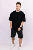 Черная мужская футболка оверсайз с коротким рукавом хлопковая