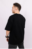 Черная мужская футболка оверсайз с коротким рукавом хлопковая