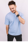 Голубая мужская футболка оверсайз с коротким рукавом хлопковая