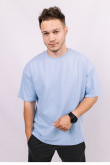 Голубая мужская футболка оверсайз с коротким рукавом хлопковая
