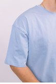 Голубая мужская футболка оверсайз с коротким рукавом хлопковая