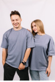 Серая мужская футболка оверсайз с коротким рукавом хлопковая