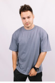 Серая мужская футболка оверсайз с коротким рукавом хлопковая