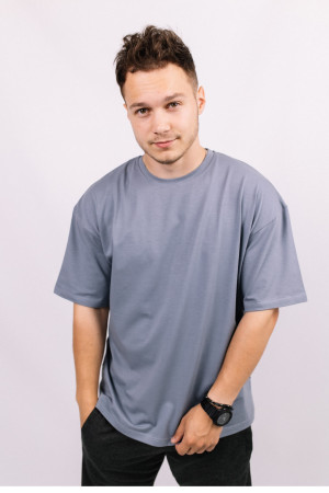 Серая мужская футболка оверсайз с коротким рукавом хлопковая