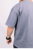 Серая мужская футболка оверсайз с коротким рукавом хлопковая