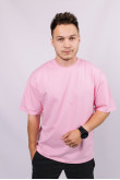 Розовая мужская футболка оверсайз с коротким рукавом хлопковая