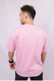 Розовая мужская футболка оверсайз с коротким рукавом хлопковая