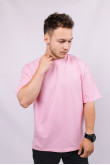 Розовая мужская футболка оверсайз с коротким рукавом хлопковая