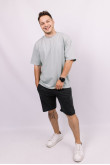 Фисташковая мужская футболка оверсайз с коротким рукавом хлопковая