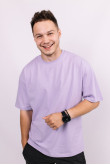 Фиолетовая мужская футболка оверсайз с коротким рукавом хлопковая