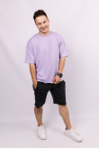 Фиолетовая мужская футболка оверсайз с коротким рукавом хлопковая