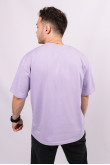 Фиолетовая мужская футболка оверсайз с коротким рукавом хлопковая
