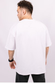 Белая мужская футболка оверсайз с коротким рукавом хлопковая