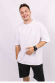 Белая мужская футболка оверсайз с коротким рукавом хлопковая