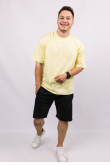 Желтая мужская футболка оверсайз с коротким рукавом хлопковая