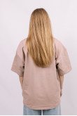 Бежевая женская футболка оверсайз с коротким рукавом хлопковая