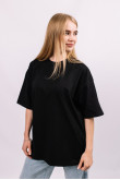 Черная женская футболка оверсайз с коротким рукавом хлопковая