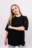 Черная женская футболка оверсайз с коротким рукавом хлопковая