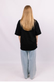 Черная женская футболка оверсайз с коротким рукавом хлопковая
