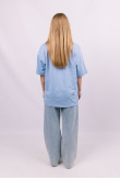 Голубая женская футболка оверсайз с коротким рукавом хлопковая