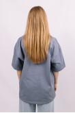 Серая женская футболка оверсайз с коротким рукавом хлопковая