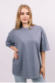 Серая женская футболка оверсайз с коротким рукавом хлопковая