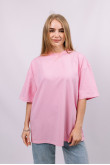 Розовая женская футболка оверсайз с коротким рукавом хлопковая