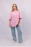 Розовая женская футболка оверсайз с коротким рукавом хлопковая