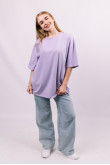 Фиолетовая женская футболка оверсайз с коротким рукавом хлопковая