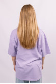 Фиолетовая женская футболка оверсайз с коротким рукавом хлопковая