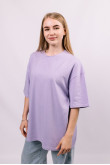 Фиолетовая женская футболка оверсайз с коротким рукавом хлопковая