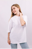 Белая женская футболка оверсайз с коротким рукавом хлопковая