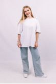 Белая женская футболка оверсайз с коротким рукавом хлопковая