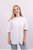 Белая женская футболка оверсайз с коротким рукавом хлопковая