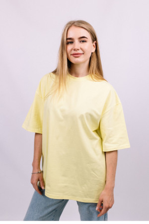 Желтая женская футболка оверсайз с коротким рукавом хлопковая