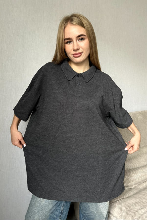 Женская футболка Поло Темно-серый Антрацит повседневная базовая Батал 3XL-6XL