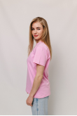 Женская Розовая стрежневая футболка без принта 
