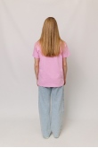 Женская Розовая стрежневая футболка без принта 