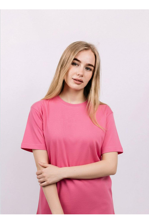 Женская Малиновая футболка хб трикотажная яркая 