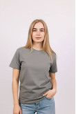 Женская Серая футболка 100% хлопок натуральная трикотажная базовая без принта